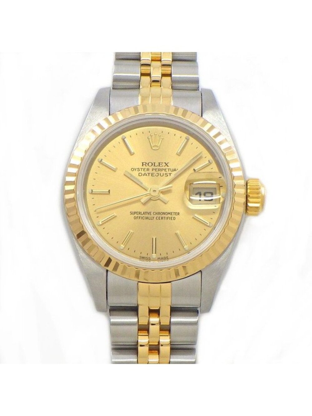 Rolex Watch Datejust Sunray Champagne Color Dial Date Luminous Index Hand 18k